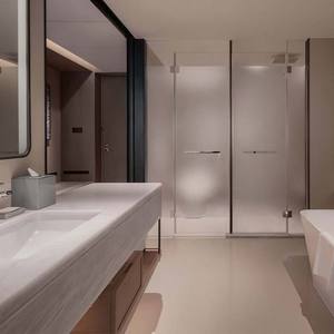 Modern Hotel Apartment Bedroom Rental Wooden Bed Frame Set with <b>Headboard</b> & Nightstands Water Resistant - Product Image 6