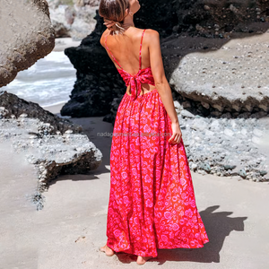 2024 nouvelles robes femmes dame élégant Spandex Polyester vêtements pour femmes robe imprimé fleuri robe de plage pour les femmes - Product Image 5