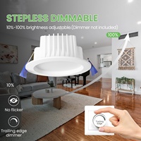 Lampu Downlight LED Eropa 12W 3 CCT Bersertifikat CE Peringkat Debu IP44 Dapat Diredupkan Downlight Aluminium untuk Kantor Rumah Hotel Pencahayaan Dalam Ruangan