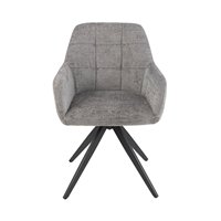 Fauteuil de salle à manger élégant et contemporain en tissu gris avec base en métal, design écologique