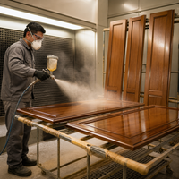 Cabine de peinture en bois pour la finition des meubles avec four de cuisson et système de filtration à sec