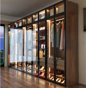 סגנון יוקרה להתאמה אישית סגנון המשפחה מלתחה עיצוב מודרני זכוכית דלת חדר שינה - Product Image 5