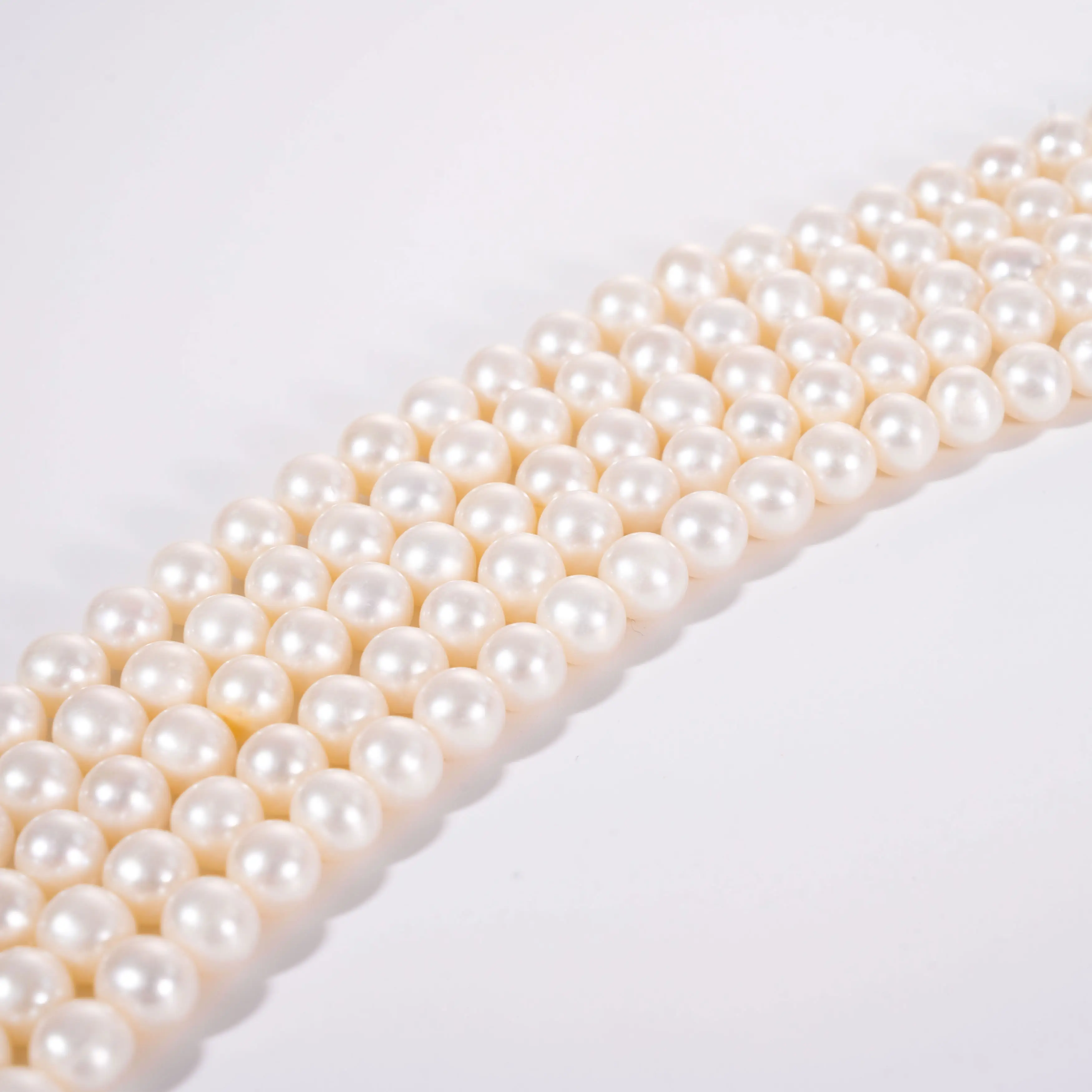 8-9mm High Quality Natural White Round Cultured Freshwater Pearl strand Perla Perles Loose Pearl for Jewelry Making