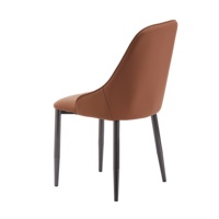 Chaise de salle à manger moderne et minimaliste en acier inoxydable avec revêtement en cuir, design durable pour salon, salle à manger, réception, réunion