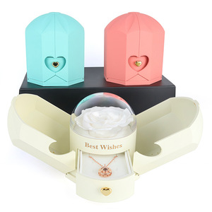 Scatola Regalo per Gioielli con Ali d'<span class=keywords><strong>Angelo</strong></span>, <span class=keywords><strong>Fiore</strong></span> Eterno, Rosa, Anello, Orecchini, Collana, Personalizzabile con Logo per San Valentino, Donne e Ragazze - Product Image 5