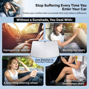 Custom Logo Printing White Cloth Car Front <b>Window</b> Sunshade Foldable Windshield Cover Protector - Product Image 2