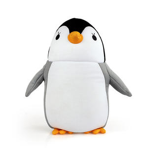 Oreiller de voyage en forme de U pour enfants, motif animal gris et noir, en polyester avec particules de mousse, transformable 2 en 1 - Product Image 3