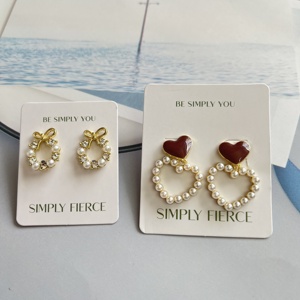 Stampa del logo della carta del supporto dell'esposizione dell'orecchino di carta bianca ecologica personalizzata per le carte di visualizzazione dell'imballaggio del perno dell'orecchio dei gioielli con il foro - Product Image 3