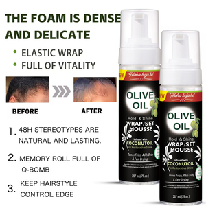 Logo personnalisé 207ml d'huile d'<span class=keywords><strong>olive</strong></span> nourrissante anti-frisottis <span class=keywords><strong>mousse</strong></span> de coiffure pour cheveux bouclés pour perruques bouclées - Product Image 5