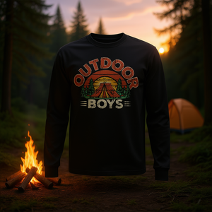 T-shirt à manches longues pour garçons, noir, unisexe, design camping - Product Image 3