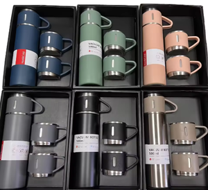 Ensemble de tasses isothermes portables en acier inoxydable pour entreprise - 1 tasse avec 3 couvercles, isolation sous vide, anti-fuite, antidérapant - Product Image 2