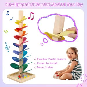 Wooden <strong>Marble</strong> Run Update Wooden Music <strong>Tree</strong> for Kids 3+ Years Old,Ball Drop Toy Montessori Toys for 3+ Birthday Gifts - Product Image 3