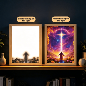 <b>LED</b> <b>Light</b> Painting Wooden Frame Jesus Decoration Home Wall <b>Light</b> Painting Prayer 3D Illuminated Art - Product Image 5