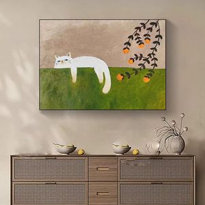 Cuadro Decorativo con Gato Adorable y Caqui, Impresión en Lienzo Enmarcada, <span class=keywords><strong>Estilo</strong></span> Nórdico, Pintura de Animales, Decoración para Sala de Estar, Dormitorio, <span class=keywords><strong>Comedor</strong></span> - Product Image 5