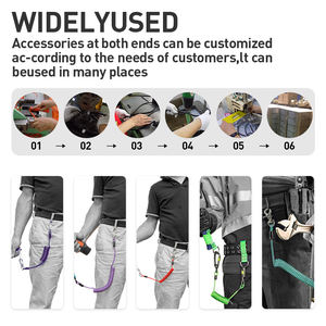 สายคล้องคอยล์พร้อมคาราไบเนอร์อลูมิเนียมแบบล็อคได้ ป้องกันการสูญหาย สายรัดเครื่องมือ เชือกสปริง สำหรับงานก่อสร้าง ปีนเขา ทำงานกลางแจ้ง และงานบนที่สูง - Product Image 2