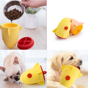 Jouet de puzzle en gros pour animaux de compagnie, distributeur de nourriture en forme de fusée, jouet à mâcher en silicone, fusée anti-fuite pour chiens et chats - Product Image 3