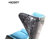 Chaise en Fiber de carbone sèche DITZEL, tissage de carbone forgé et cuir suédé bleu lunaire pour chaise
