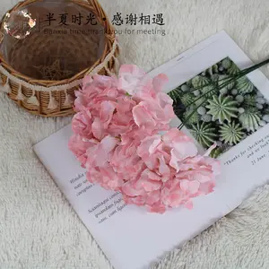SN-A139 좋은 품질 중국 공급 업체 장식 꽃꽂이 잎 실크 수국 인공 꽃없이