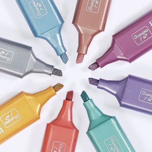 Ensemble de surligneurs <span class=keywords><strong>Guangna</strong></span> Morandi Jumbo à pointe oblique, métalliques brillants, pour peinture, graffiti, journal étudiant et marquage clé - Product Image 6