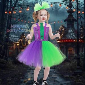 Costume de Clown HP pour Halloween, tutu vert et robe violette pour filles, perruques, déguisement de films et séries TV - Product Image 1