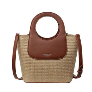 Sac à main tissé pour femme, sac bandoulière noir contrastant avec poignée supérieure, style mode - Product Image 3