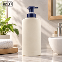 Bouteille pompe en PE de 700 ml, bleu crème, surface lisse, emballage plastique, soins personnels, impression couleur personnalisée pour gel douche