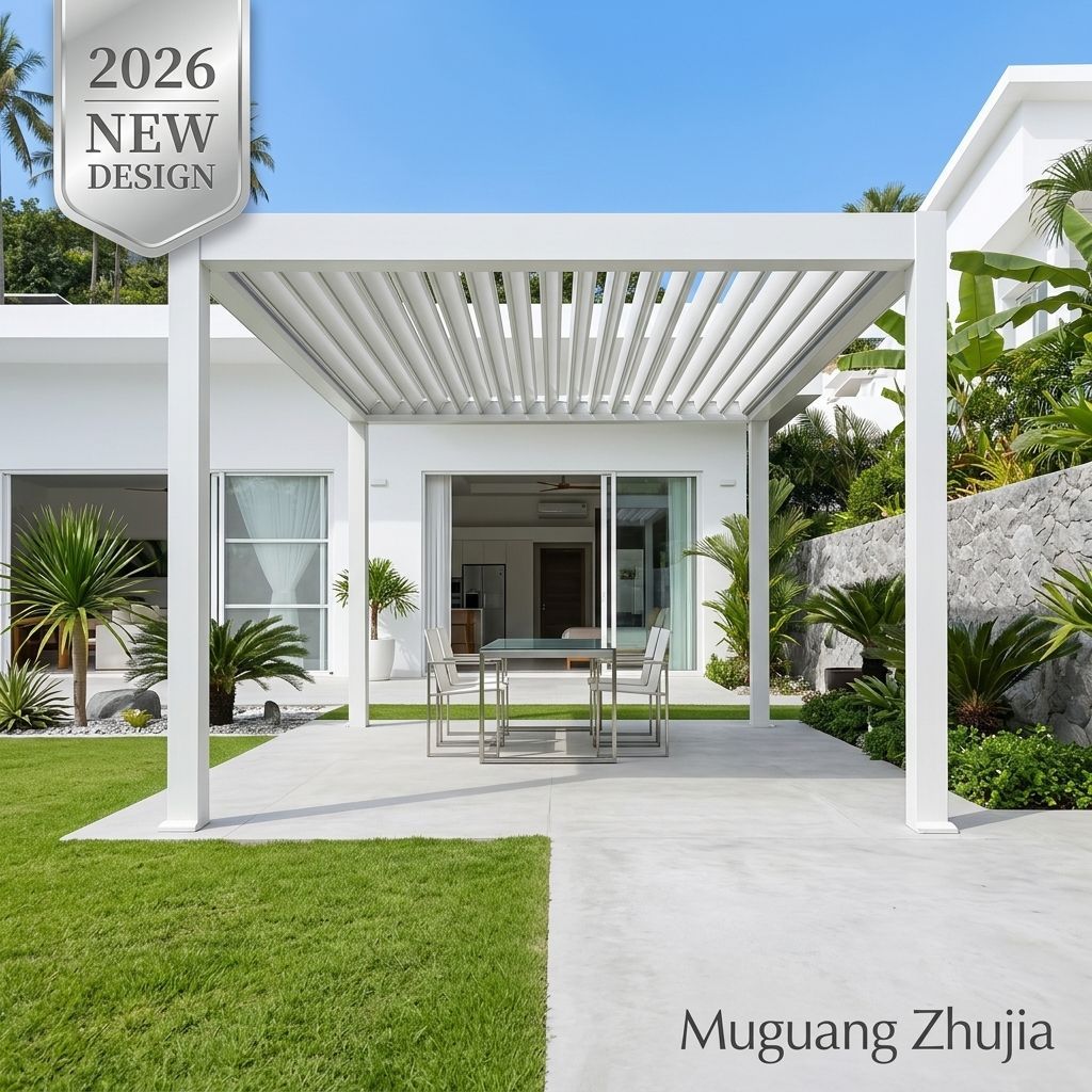 [2026 New Arrival] Motorized Bioclimatic Pergola With Adjustable Louver Roof & Smart Tuya LED Control For Luxury Garden