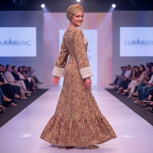Robe longue de luxe en dentelle à imprimé floral, légère et respirante, pour femme, avec manches longues bouffantes, en rayonne, style ethnique, écologique - Product Image 5
