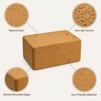 Untuk Blok Yoga Cork - Bahan Tahan Lama, Portabel, Mudah Digenggam, Tepi Berkontur Nyaman, Stabilitas Kuat, Dukungan Keseimbangan