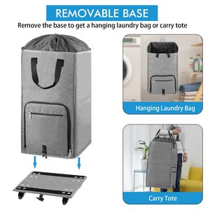 Rolling <b>Laundry</b> <b>Basket</b> <b>With</b> <b>Wheels</b> Freestanding Rolling <b>Laundry</b> Hamper Collapsible Large <b>Laundry</b> Hamper <b>With</b> Removable Base - Product Image 3