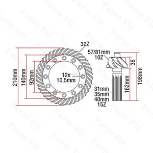 High Performance Factory CAR065704 81863254 0.900.0676.2 for Ford New Holland 5640 <b>Ring</b> <b>Gear</b> and Pinion Set Z=10/32 - Product Image 3
