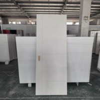 Porte intérieure moderne en bois HDF à double moulure, finition blanc primer, avec rainures, pour maison