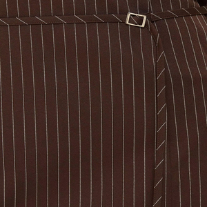 Robe mini moulante sexy marron à fines rayures sans bretelles avec ceinture, taille haute numérique, deux pièces, détail portefeuille, pour le bureau - Product Image 6