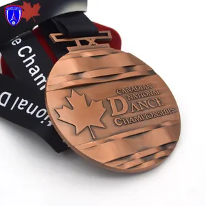 High quality die cast Canada metal dance medal antique gold silver copper metal dance trophy 3d medals medallion