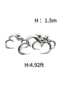 Vente flash : Sculpture de vélo en acier inoxydable poli sur mesure avec impression numérique grandeur nature pour la décoration extérieure moderne de la maison 1 - Product Image 5