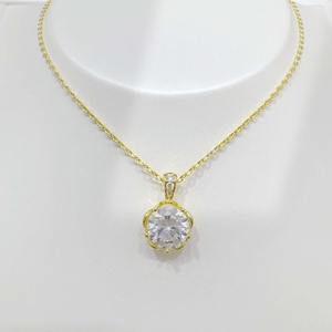 สร้อยคอหินลายดอกไม้เงินสเตอร์ลิง925ชุบทองเหลืองมาม่าเซอร์คอนจี้แฟชั่น - Product Image 1