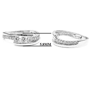 18k White Gold High Quality Classic Pave Setting Round Thin Wedding Band Rings Diamond Women Anniversary Party - Product Image 2