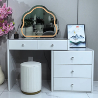Coiffeuse moderne en MDF avec miroir LED en forme de nuage blanc, armoire latérale amovible à 3 tiroirs, pour chambre à coucher