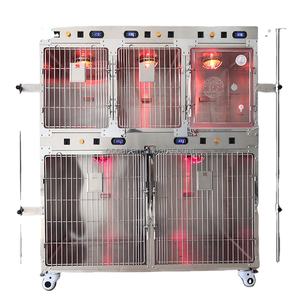 OSCAT EC-3A, peralatan Dokter Hewan 5 pintu baja nirkarat kandang ICU anjing dengan pintu oksigen & roda klinik hewan - Product Image 3