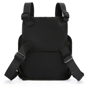 DSF72 <b>Black</b> Oxford <b>Cloth</b> Outdoor Storage Bag Adjustable Strap Multiple Pockets Reflective Strip Sports Daily Outdoor Carry - Product Image 4