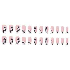 Pegatinas populares para decoración de <span class=keywords><strong>uñas</strong></span> postizas en forma de corazón de almendras con patrones de <span class=keywords><strong>vaca</strong></span> y leopardo - Product Image 3