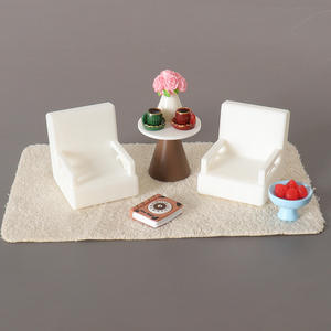 Meubles miniatures de simulation Ob11 : Canapé, chaise, mini table ronde – Décorations et ornements pour scène de salon de maison de poupée - Product Image 1