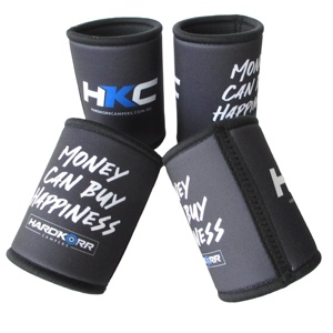 Black Neoprene Stubbies Cooler Premium Stubby Holder Beer Drink Holder Printed With Overlock Stitching and Zigzag Tape on Seam - Product Image 1