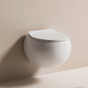 Inodoro suspendido en forma de huevo de cerámica moderno montado en la pared para apartamento pequeño para baño doméstico con tanque de agua de drenaje de pared - Product Image 1