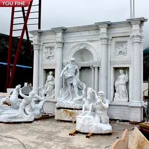 Fuente <span class=keywords><strong>Trevi</strong></span> de Mármol Blanco Tallada a Mano YOUFINE con Poseidón de la Mitología Griega para Jardín de Palacio de Lujo - Product Image 4