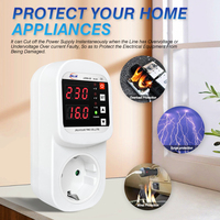 Prise de protection contre les surtensions JIUJI 16A, protection automatique contre la tension et le courant, AC 110V 220V, réglable 10A 16A, protection contre les surtensions, prise EU pour réfrigérateur