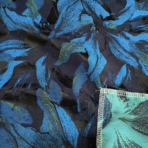 Tela Brocada Jacquard de Diseño con Hojas Abstractas en Negro y Azul Marino, 100% Poliéster, Personalizada, Nueva, para Vestido <span class=keywords><strong>Abya</strong></span> de Niña, Marca NAIS - Product Image 5
