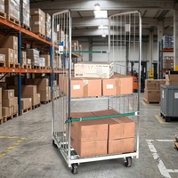 Contenedor Rodante Plegable y Apilable para Transporte Industrial en Almacenes, Jaula Logística Resistente