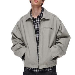 Veste de travail décontractée en toile avec logo personnalisé pour hommes, col ouvert, fermeture éclair, style ouvrier vintage, fabricant de vestes - Product Image 3