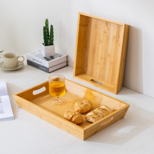 Autonomy Slanted Bamboo <b>Tray</b> With Handle For Tea Serving And Dessert Plating 30x20cm - Product Image 2
